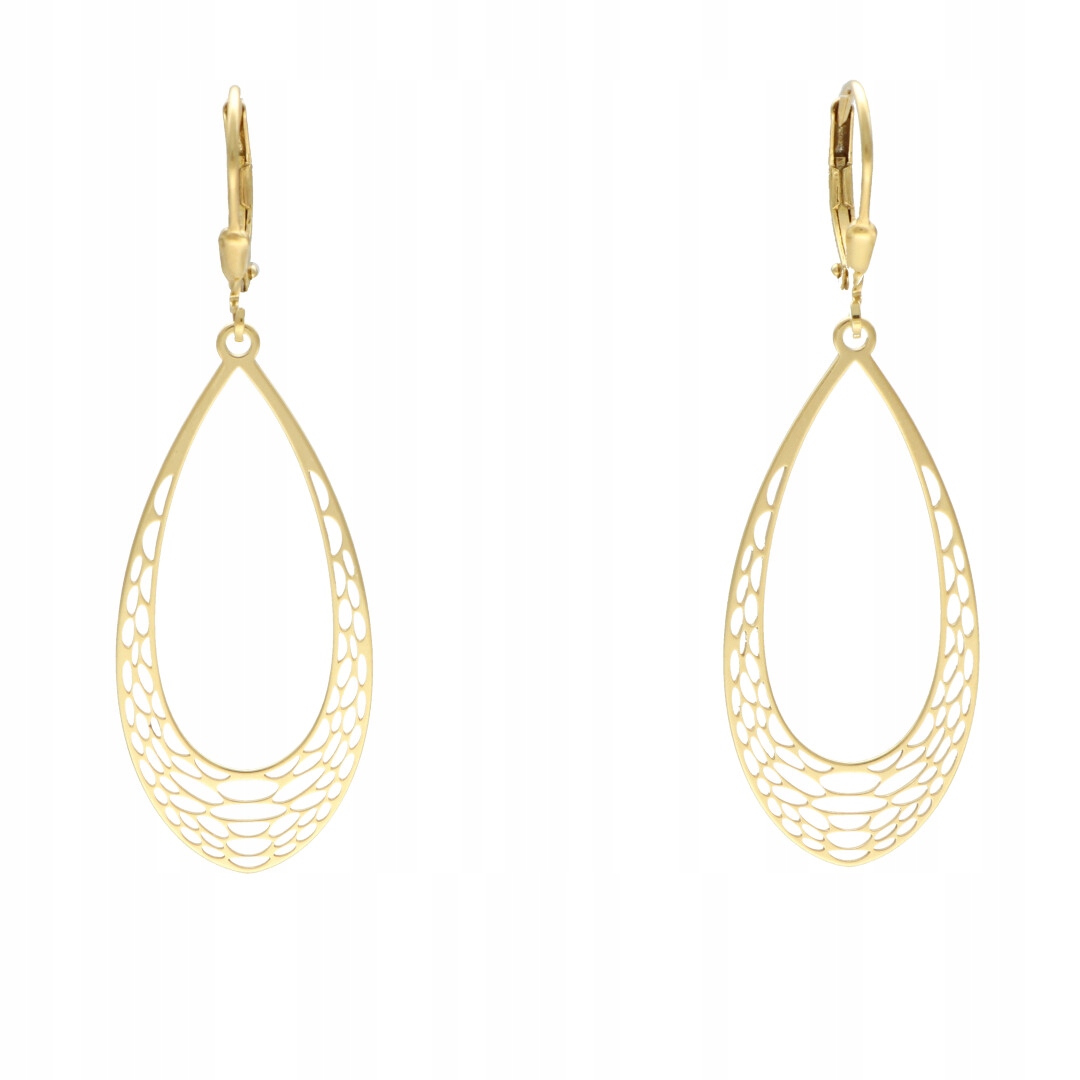 Náušnice s prolamovanými slzami stříbro, pozlacené