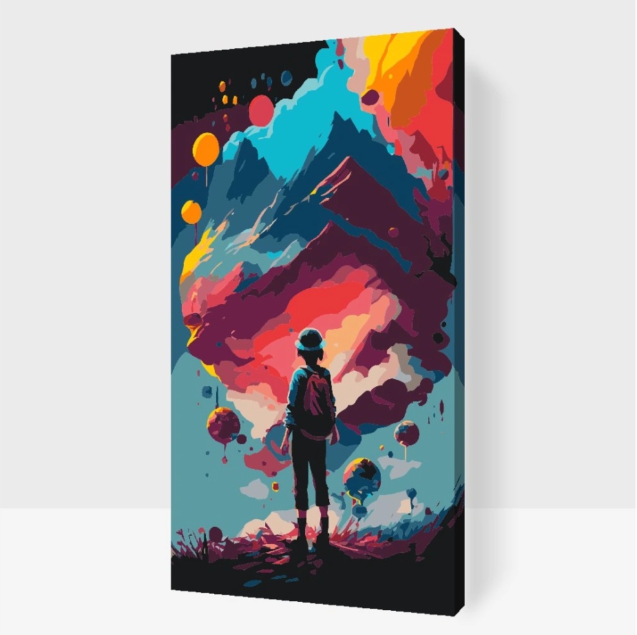 Malování Podle Čísel Cestovatel mraků Barevné hory Krajina Velká 40x80 cm