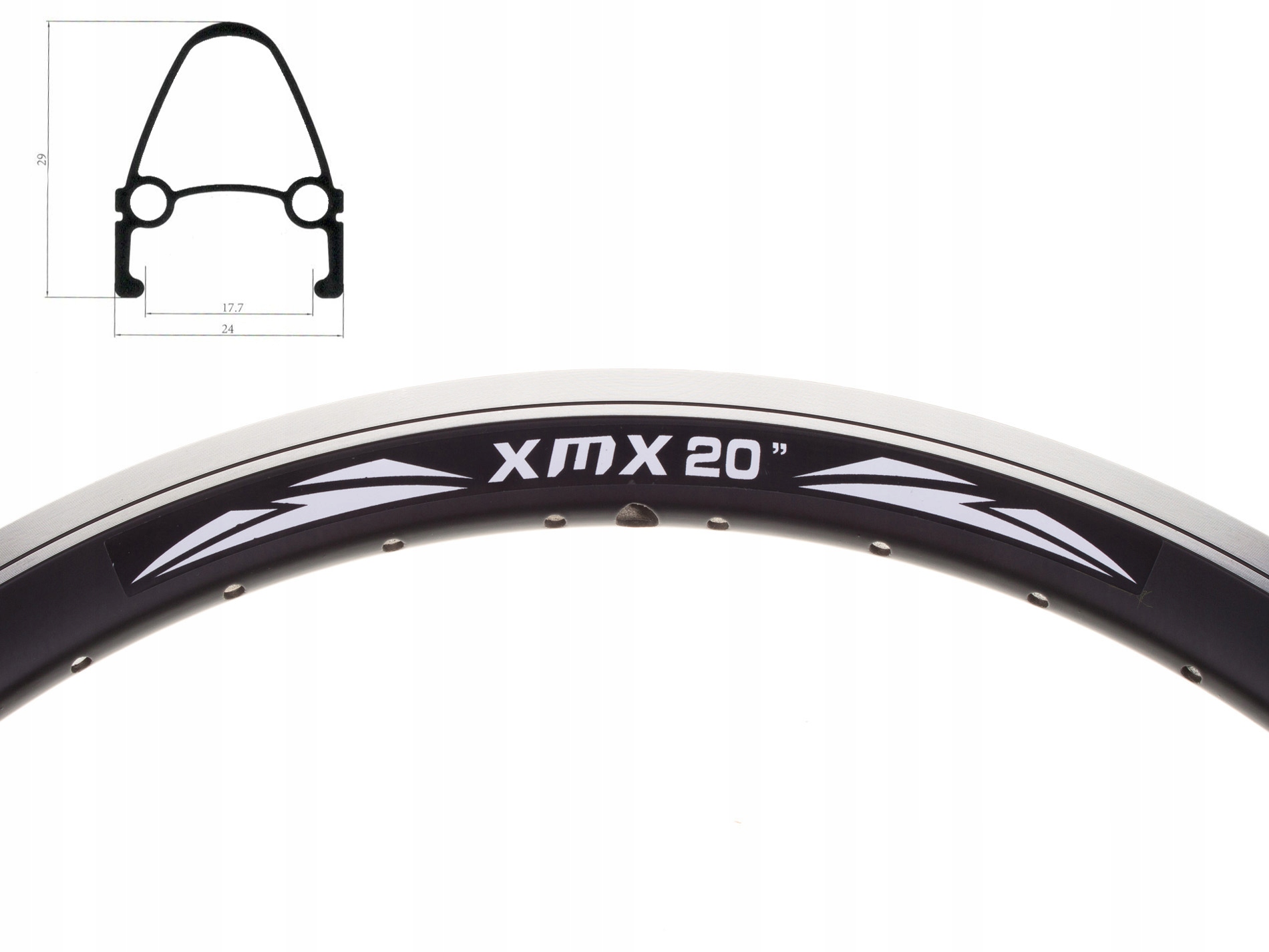 OBRĘCZ XMX 20" STOŻEK ALU 36-otw. CZARNA 3-komory Model XMX 20