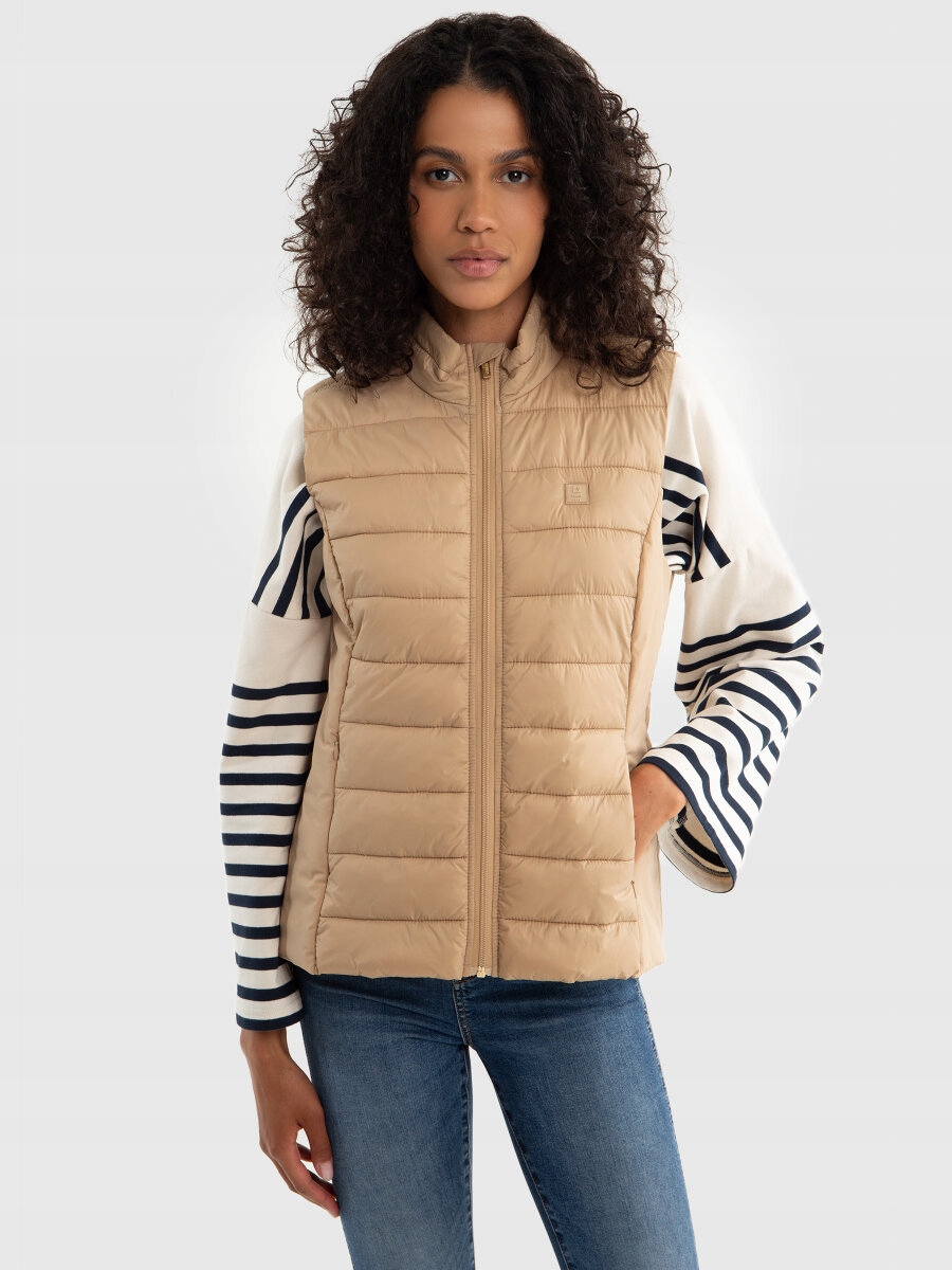 Big Star Dámská prošívaná vesta béžová Trinoe 801 L