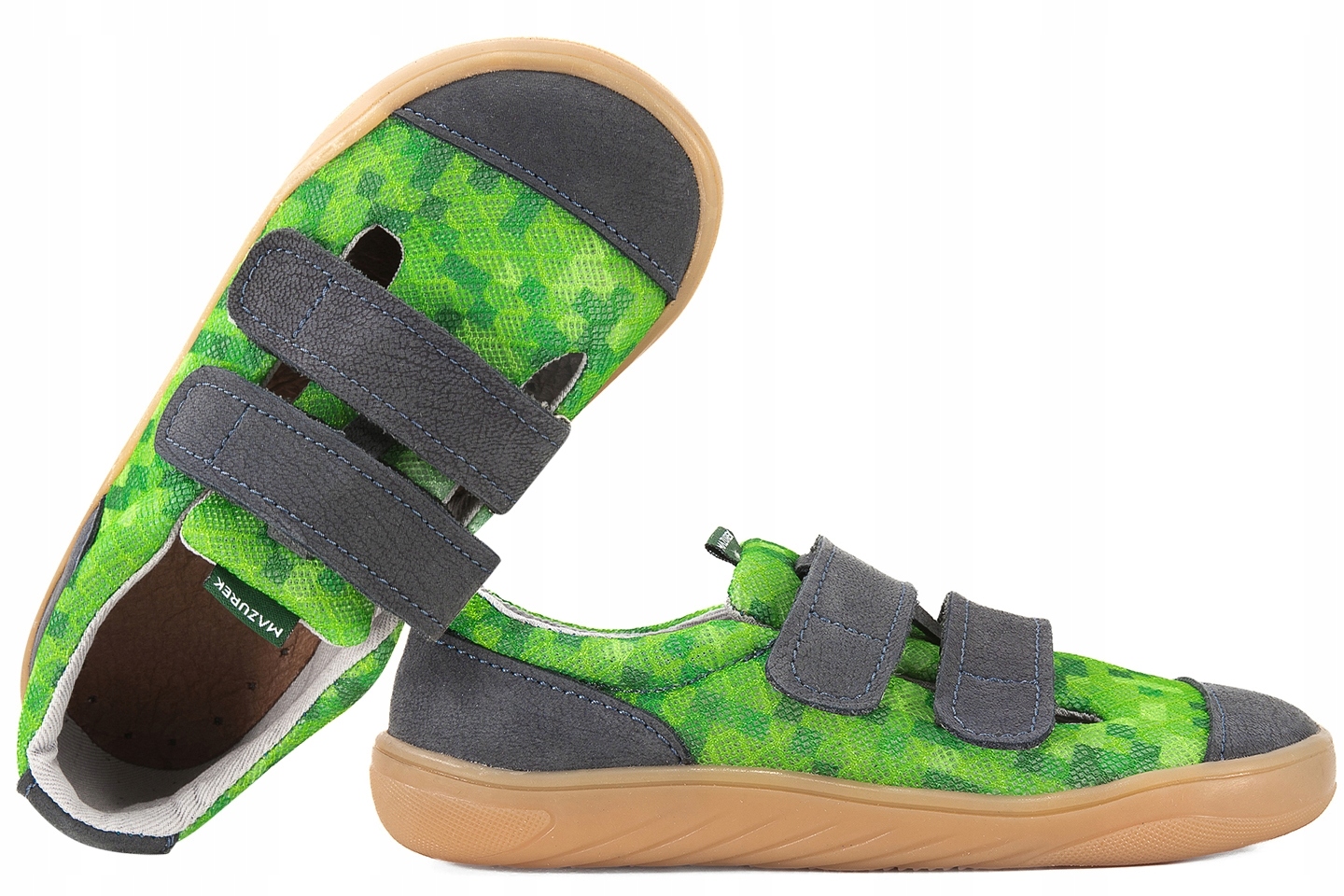 Mazurek Slipper Navy Pixel Barefoot Skórzano-tekstylne Półbuty Kapcie 22