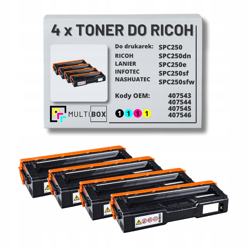 4x Toner SPC250 Cmyk náhrada za Ricoh SPC250SFW SPC250E SPC250DN