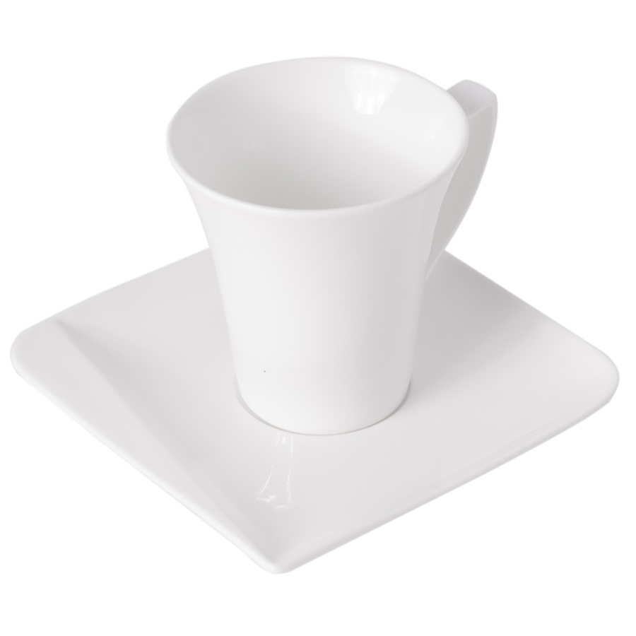 Filiżanki do kawy i herbaty porcelanowe ze spodkami HOME DELUX QUATRE BIAŁE 4 el.  hd12064 — 3