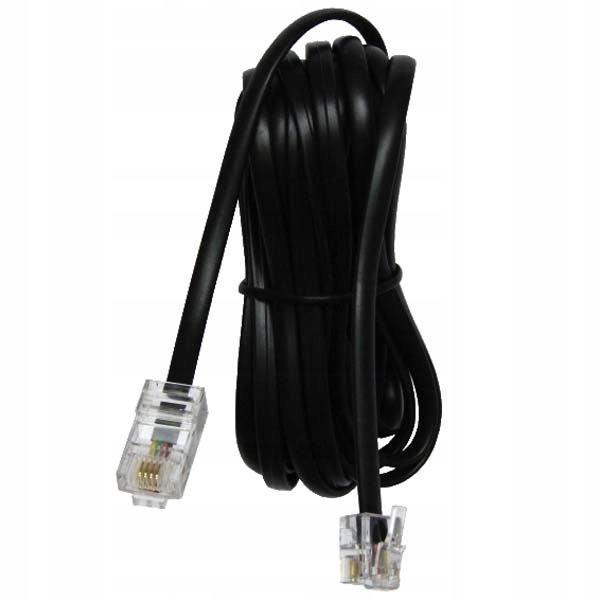 Kabel telefoniczny 4-żyłowy, RJ11 M RJ45 M, 3 m, płaski, czarny, do Adsl
