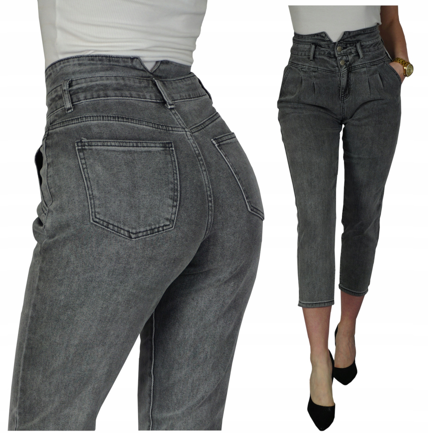 

Jeansy Damskie Spodnie Mom Fit Luźne Szerokie Xs