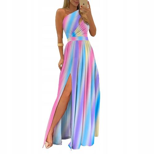 XWIECZOROWA SUKIENKA ELEGANCKA WESELE BEZ RĘKAWÓWI