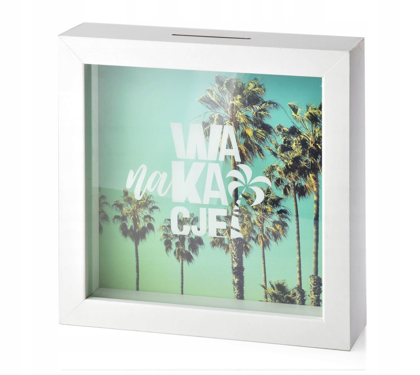 

Biała skarbonka Na Wakacje 20x20x5cm Ramka Gadżet