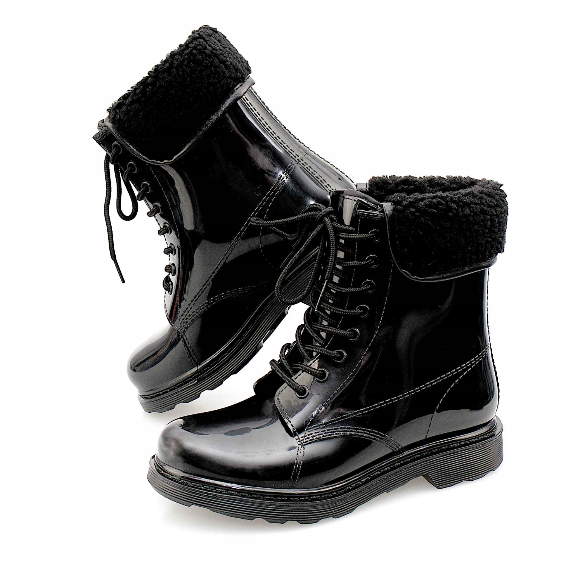 Holínky s kožešinou, černé, velikost 39