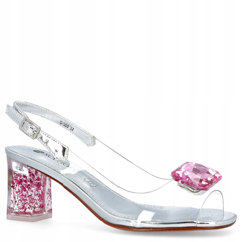 Silikonové sandály na ozdobném podpatku Scaviola S-359 Stříbrné 39