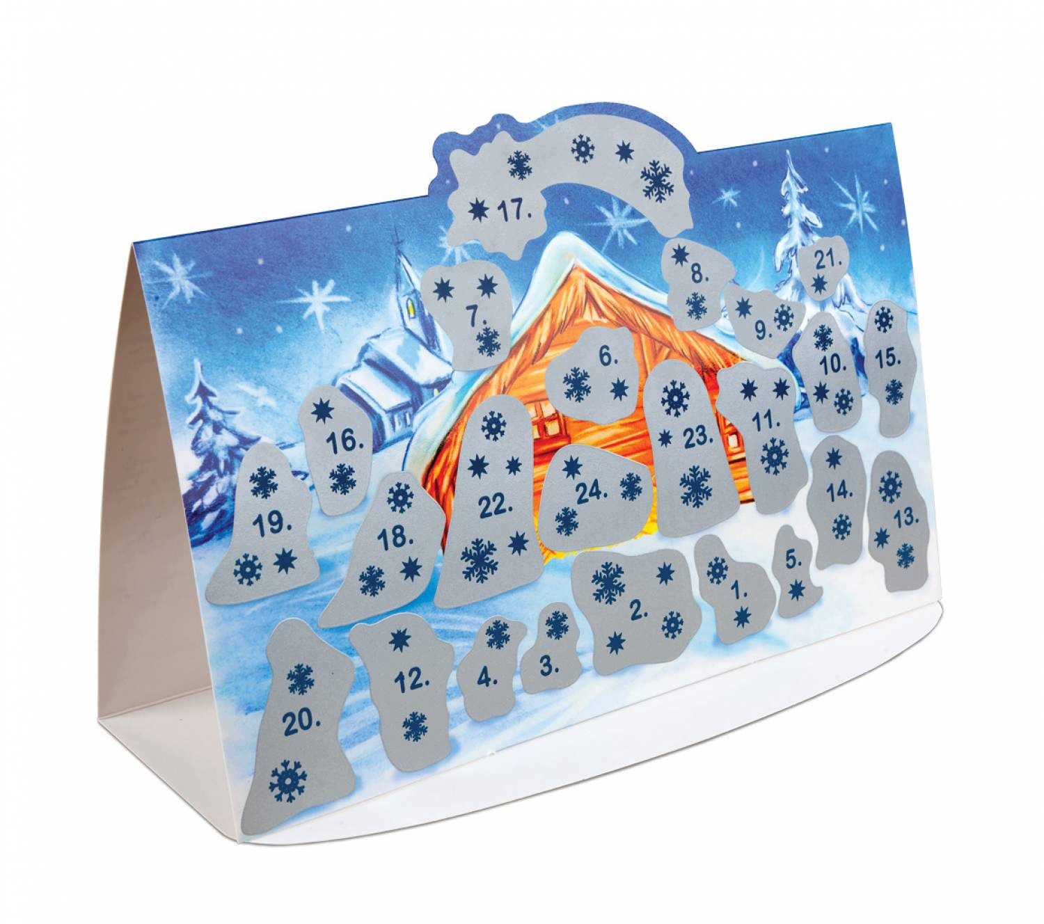 Adventní kontrolka, stírací los – vánoční betlém (balení 25 ks)