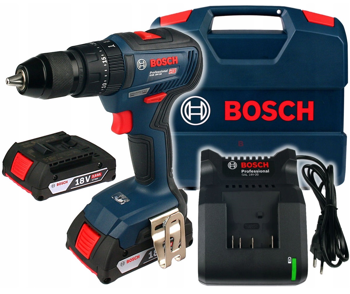 Gsb 18V-50 Příklepová Aku Vrtačka 2x2,0Ah kufr (06019H5100) Bosch
