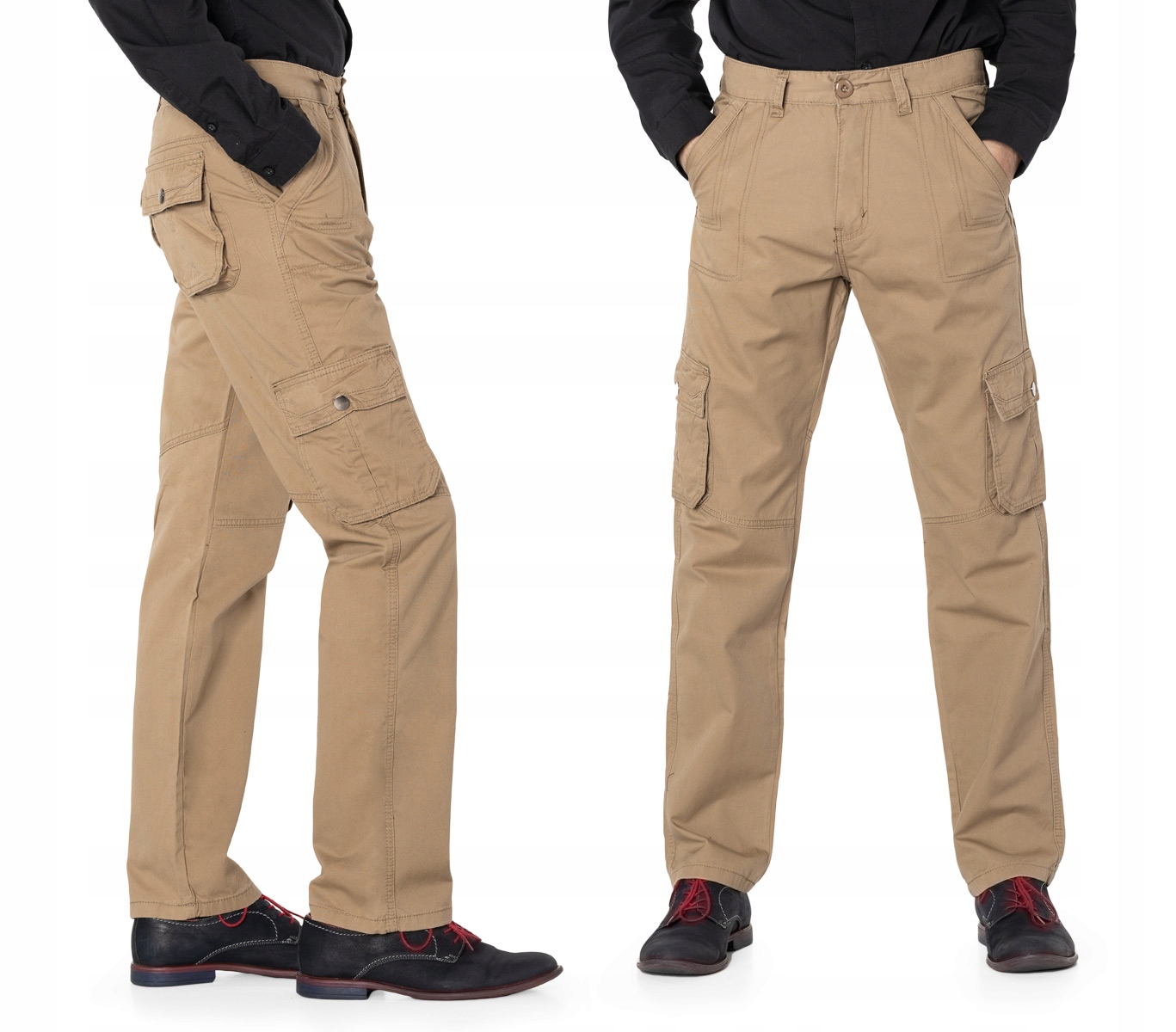 

Wygodne Spodnie Męskie Bojówki 6 Kieszeni 398-3 32