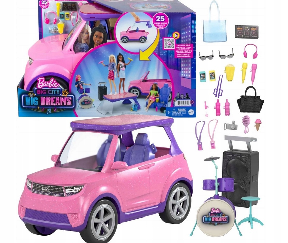 

Barbie Wielki Samochód 2W1 Auto Scena Akcesoria