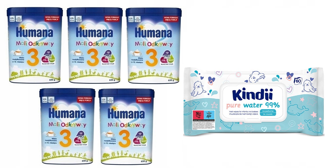 HUMANA 3 MLEKO NASTĘPNE PO 12 M+ 5x650G CHUSTECZKI EAN (GTIN) 4031244001467