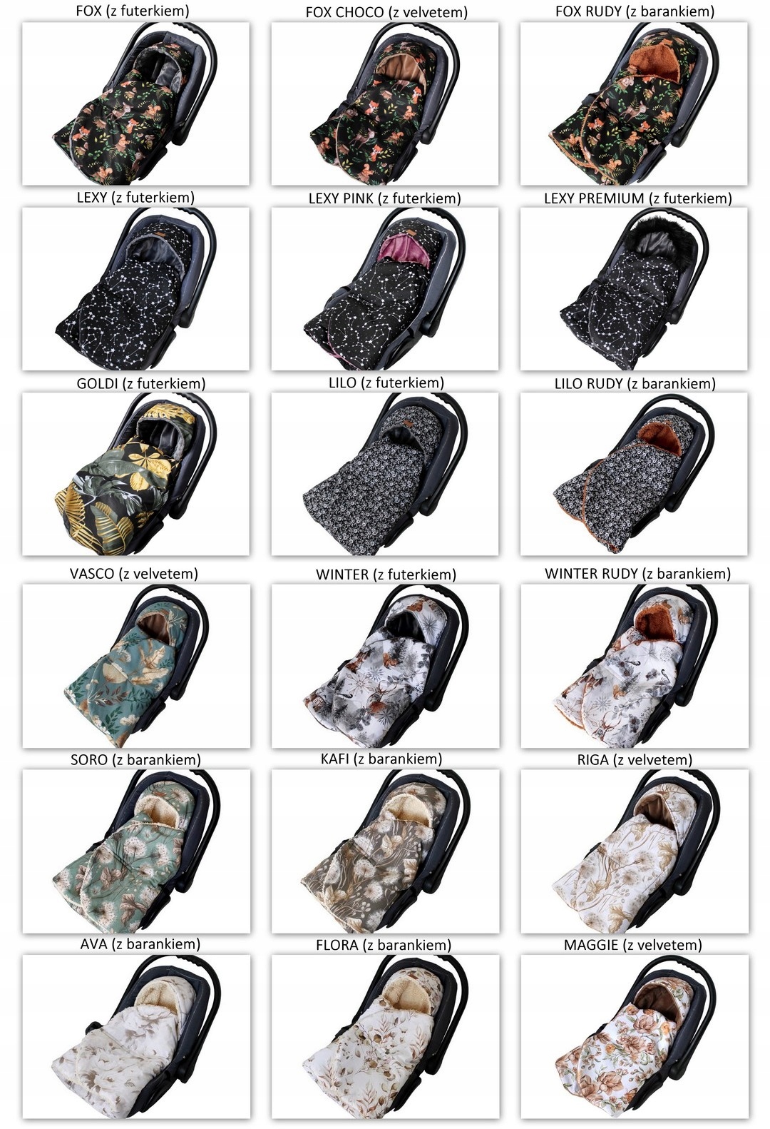 Kocyk otulacz do fotelika nosidełka BARANEK zimowy śpiworek WINTER RUDY Długość 110 cm