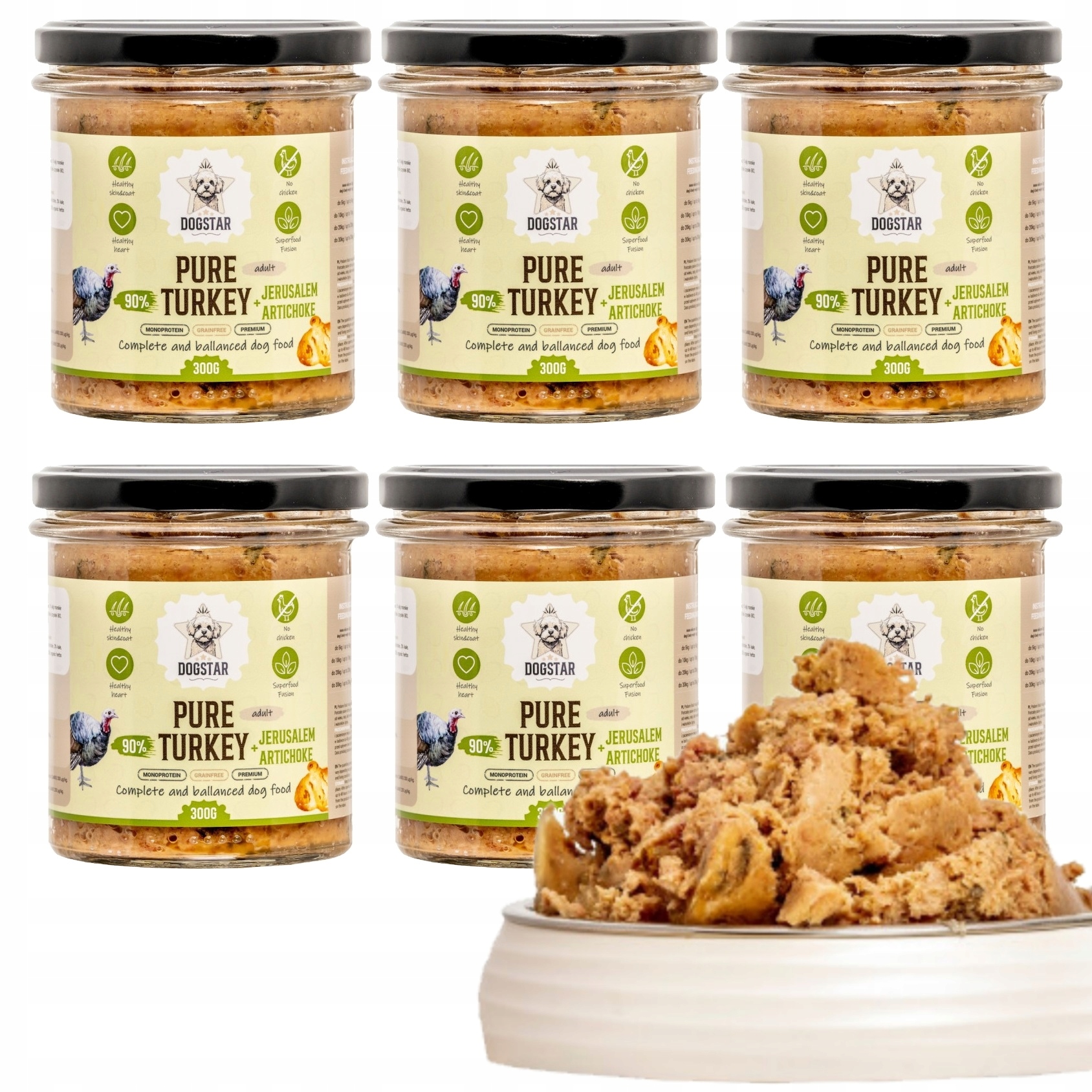 Dogstar Mokra Karma Dla Psa Pure Turkey Pełnoporcjowa Indyk 6x300g