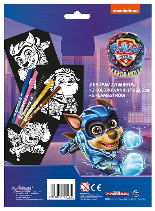 ZESTAW AKSAMITNYCH KOLOROWANEK + FLAMASTRY 8 ELEM KOLOROWANKA PSI PATROL ISBN 5903235662584