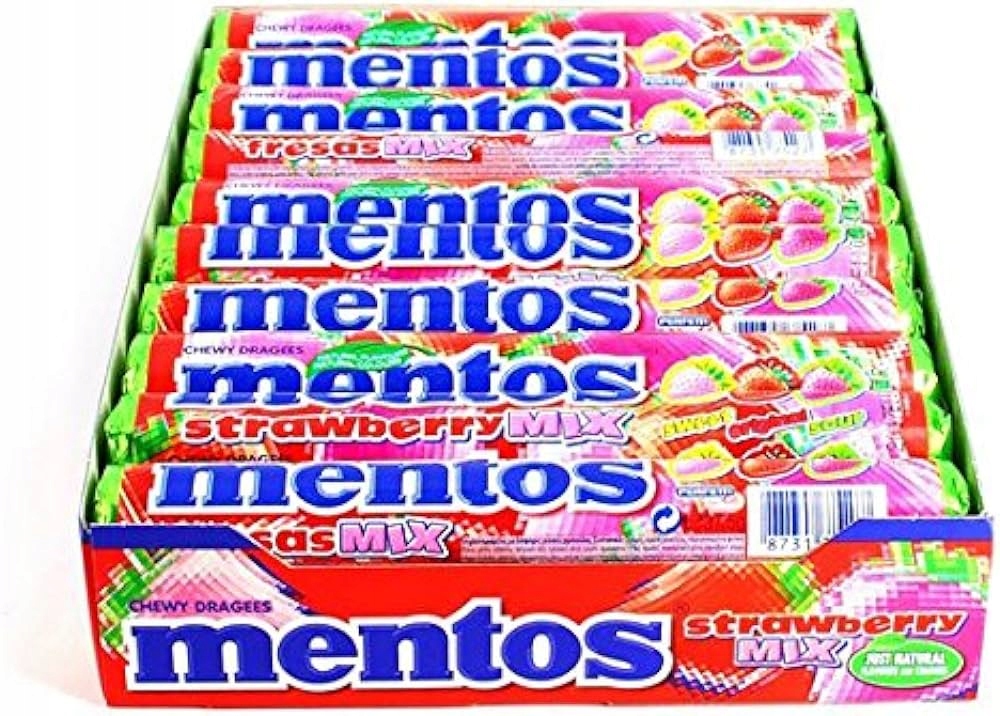 20x 37,5g Mentos Strawberry Mix cukierki Karton