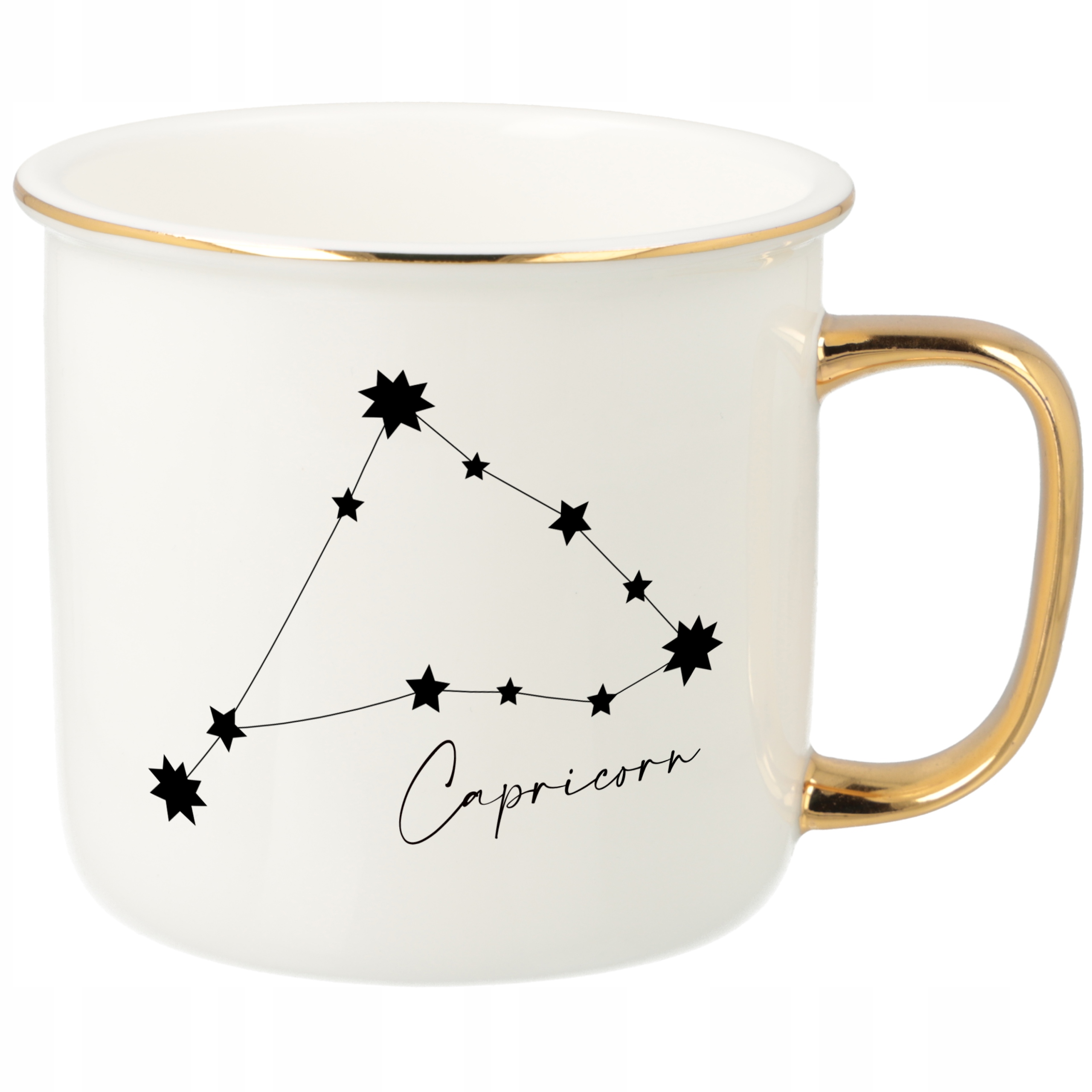 Hrnek Ucho Forma Zlatý Porcelánový Retro Dárek Pro Fanoušky Zodiaků Capricorn Wz