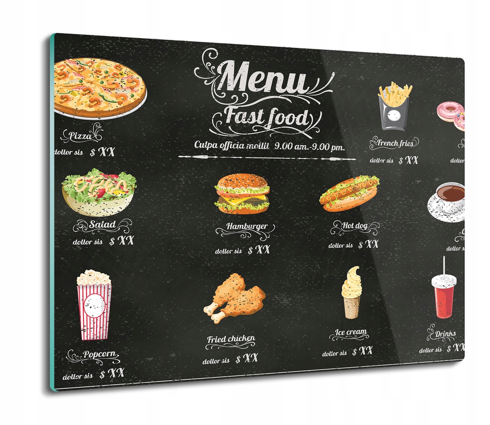 

Menu fast food 60x52 deska na prezent do kuchni
