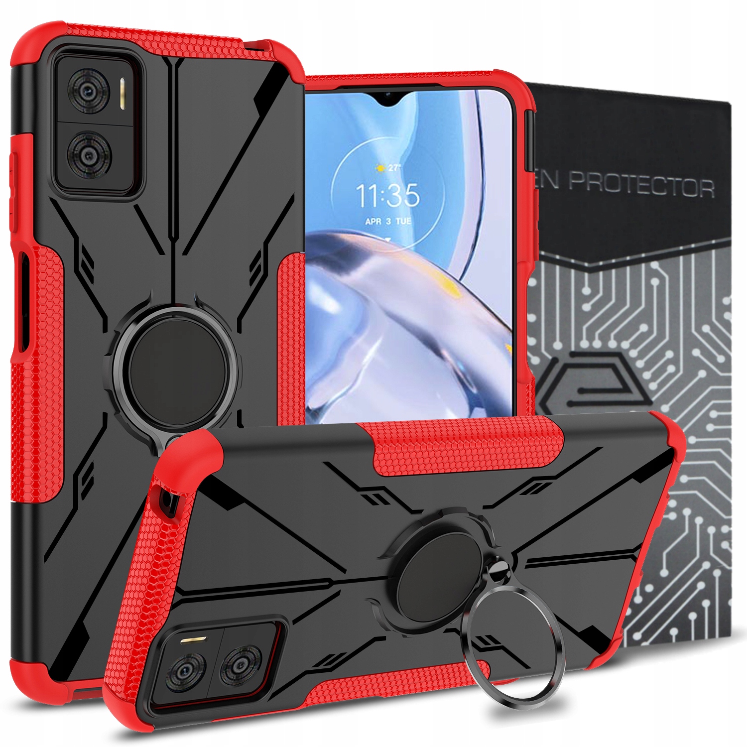 

Case Etui Pancerne+szkło do Motorola Moto E22 E22i