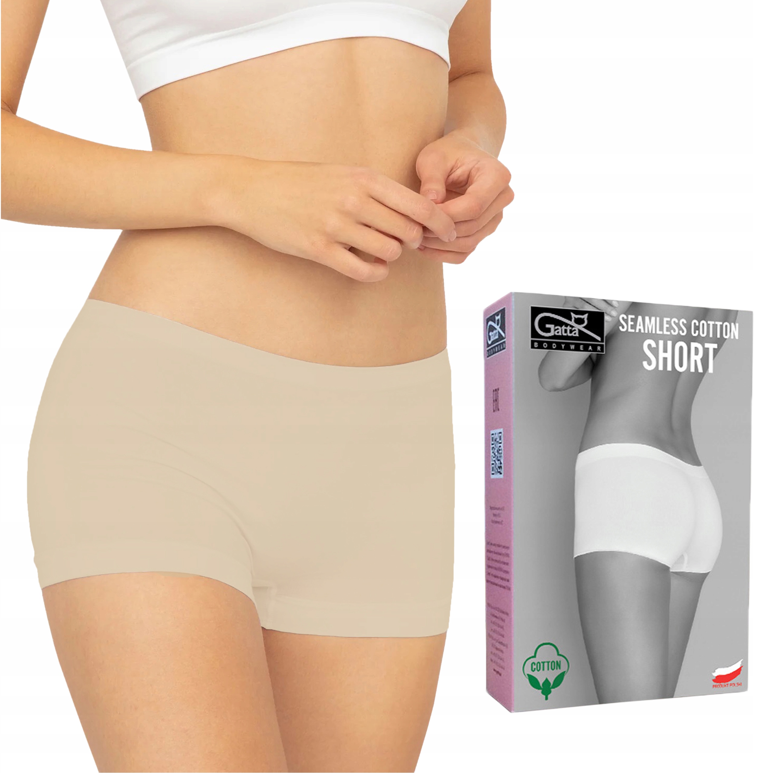 

Gatta Short majtki bezszwowe, bawełna light nude M