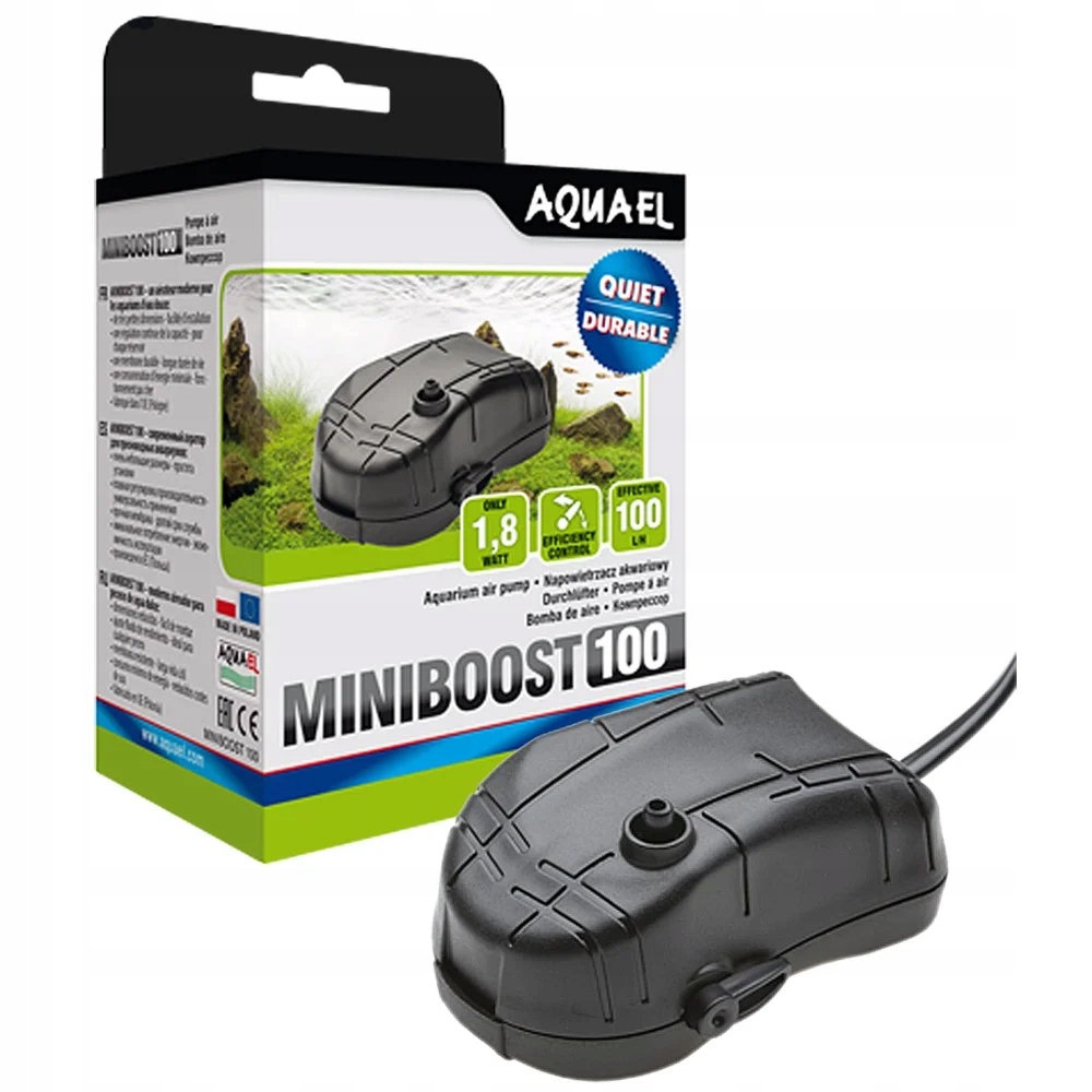 Provzdušňovač Aquael Miniboost 100 Miniaturní Pro Akvárium, Tichý Efekt 2V1