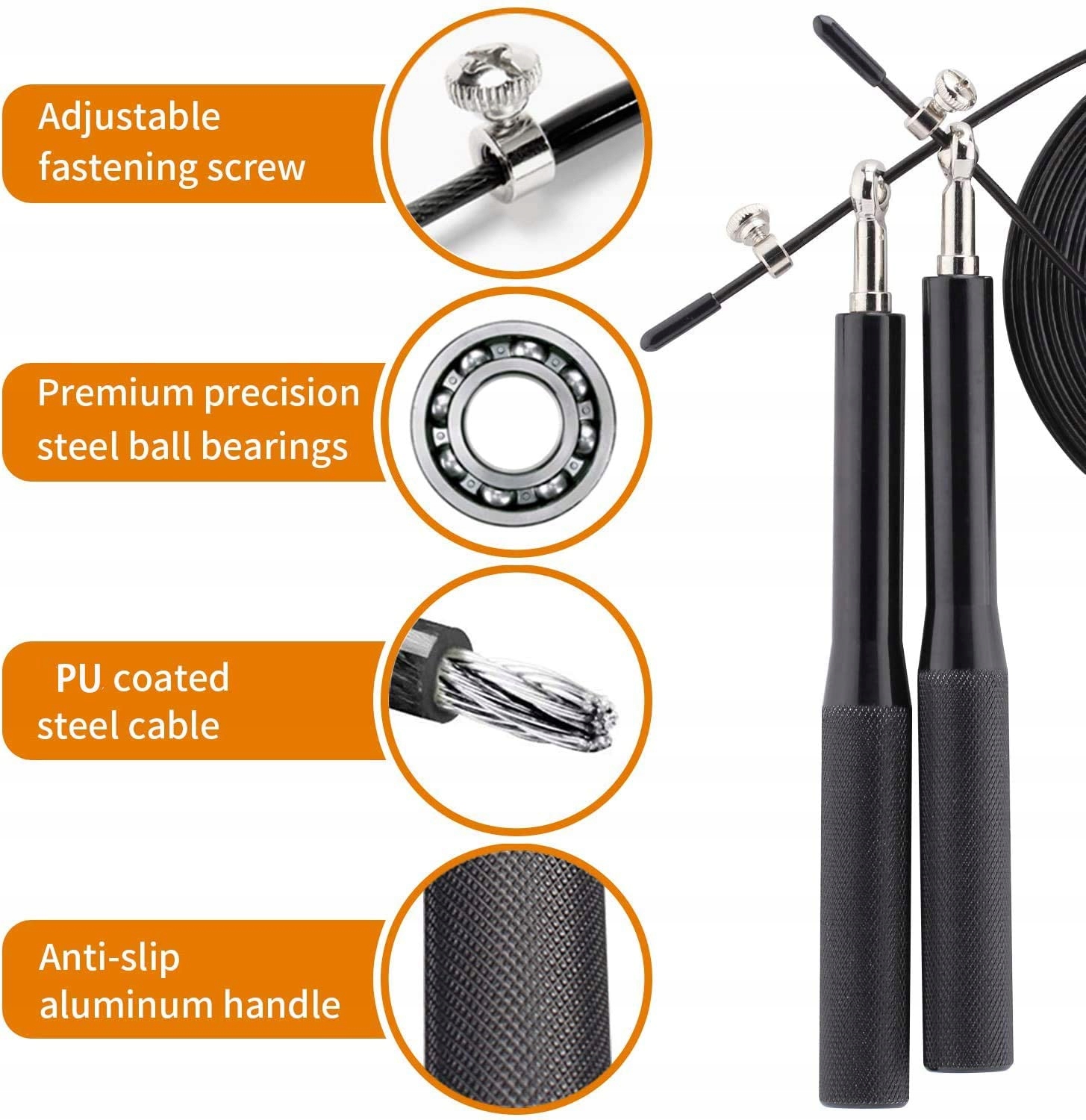 Skakanka regulowana fitness CCILAND - 3 m + ETUI ! Model Speed Skipping Rope