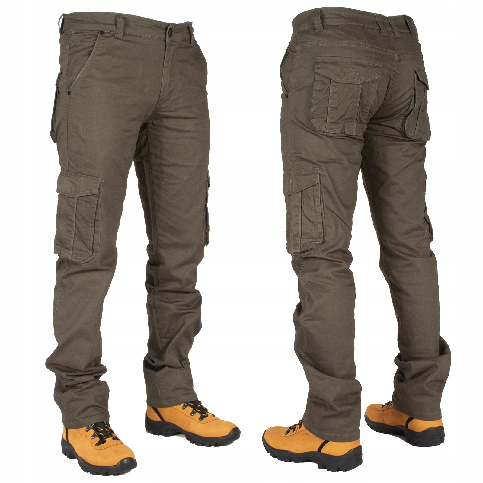 Spodnie męskie bojówki W:39 102 CM robocze oliwka