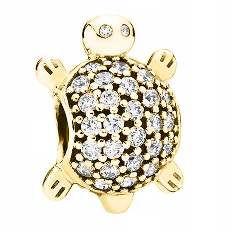 Zlatý přívěsek Želva s želvami a zirkony Turtle Korálek Stříbro 925