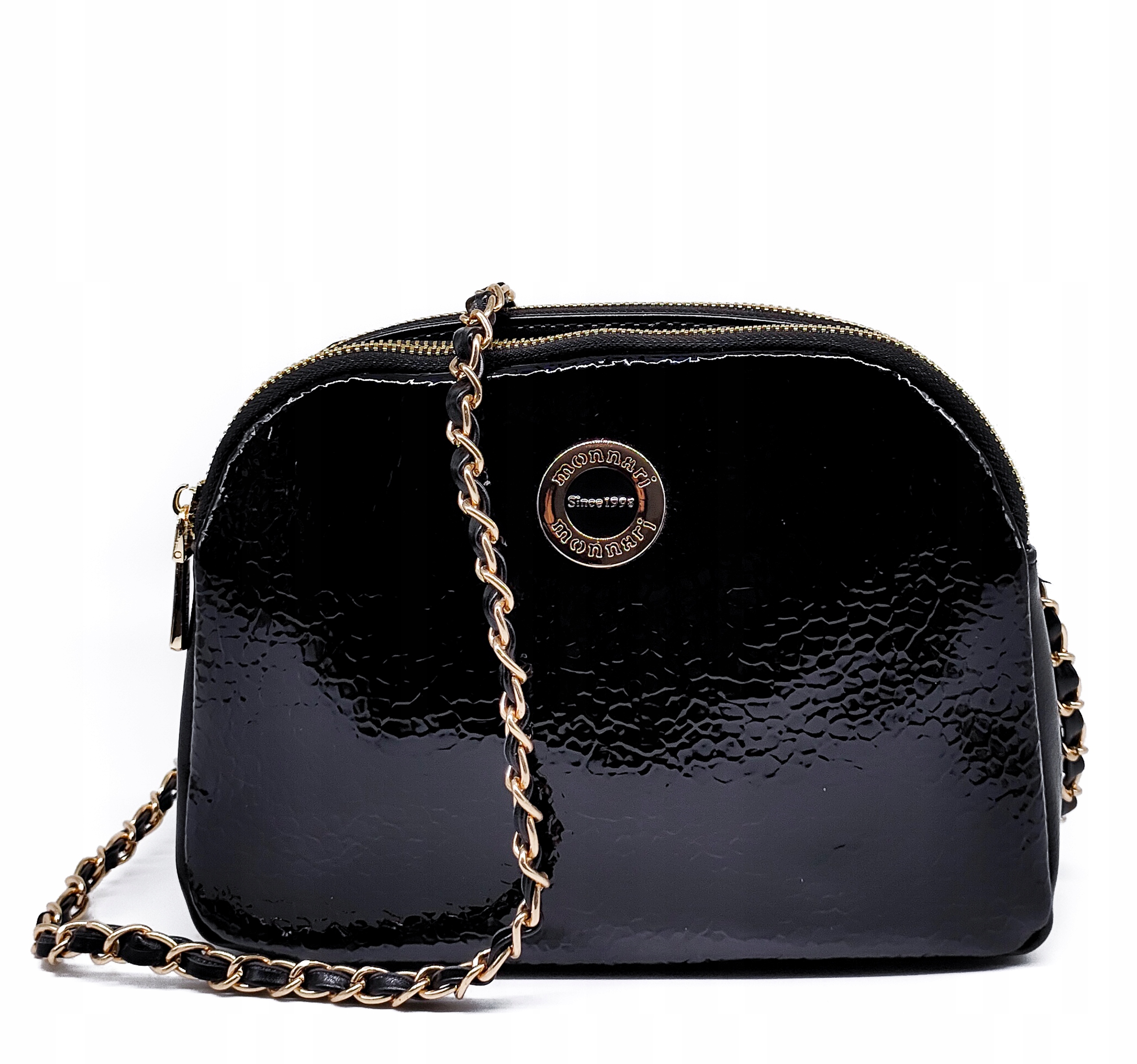 Dwukomorowa listonoszka Monnari Czarna croco 0690 Styl miejski