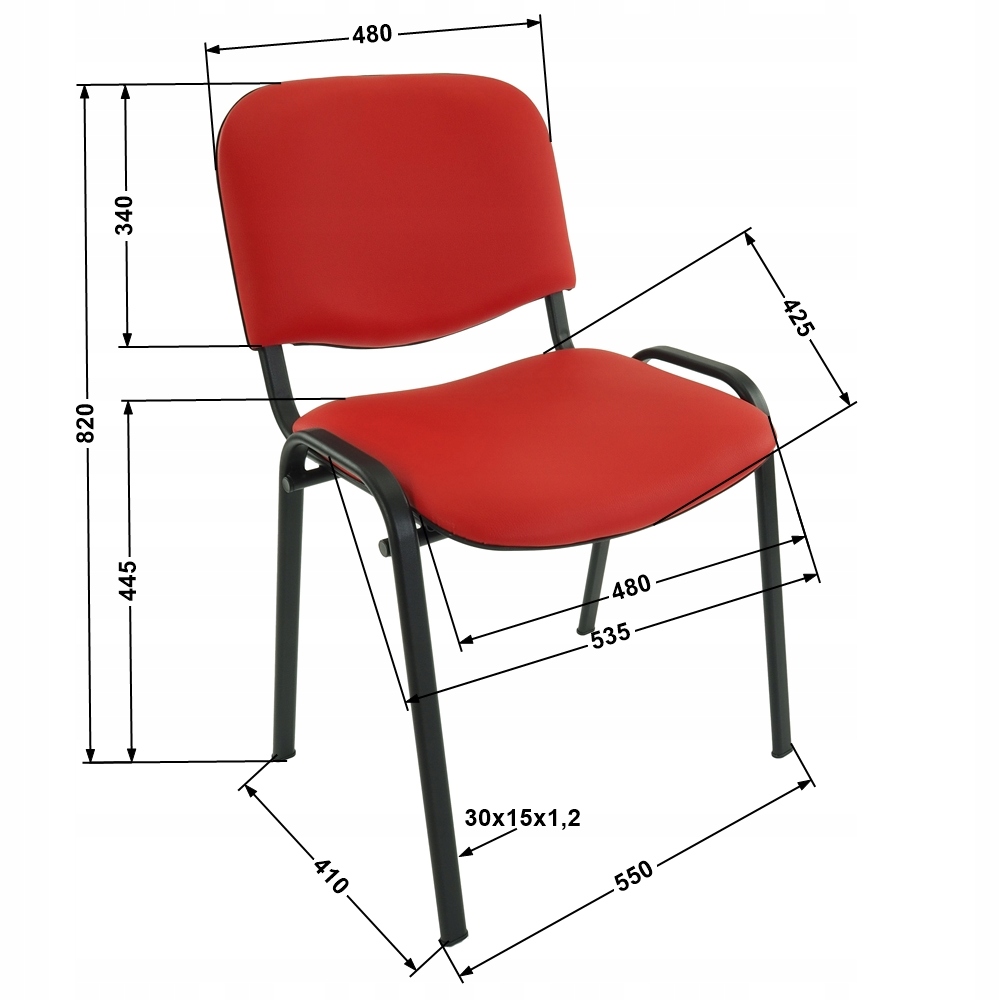 Krzesło ISO ekoskóra skaj eko skóra zmywalne czarny Szerokość mebla 53 cm