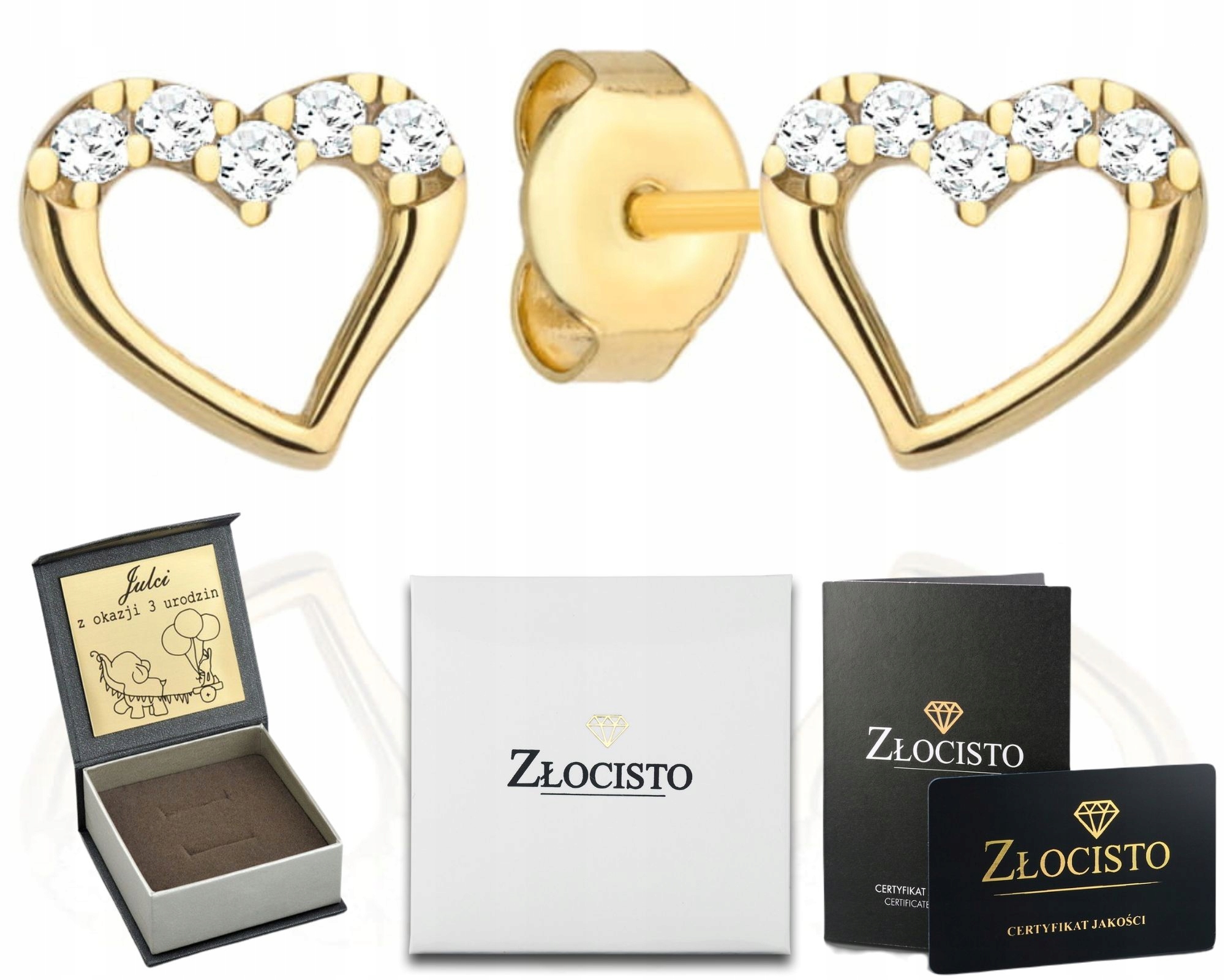 Puzetové Náušnice Šroubky Srdce Srdíčka Zirkony Svítící Dárek