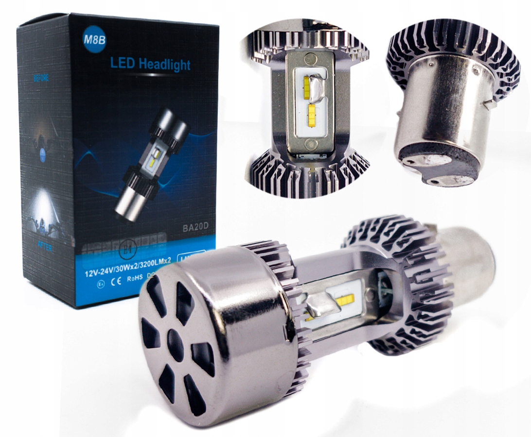 

Żarówka Led BA20D 60W 6400lm Motocykl Skuter Motor