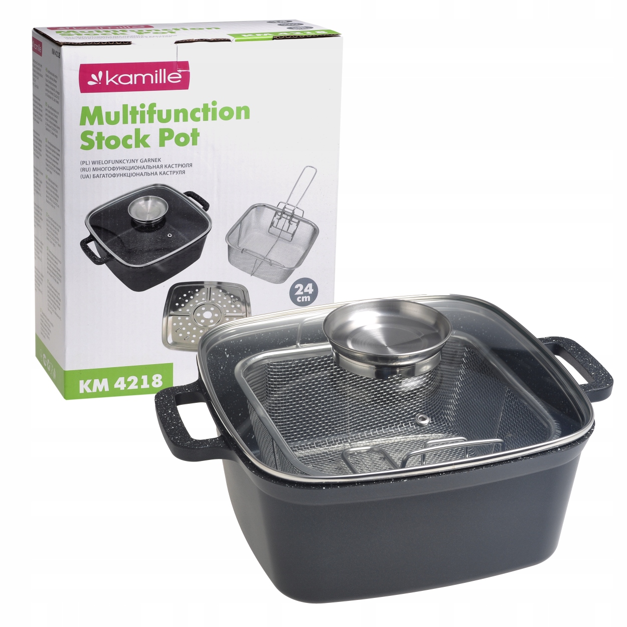 GARNEK do frytek WIELOFUNKCYJNY z sitkiem + nakładka do gotowania na parze Marka Kamille