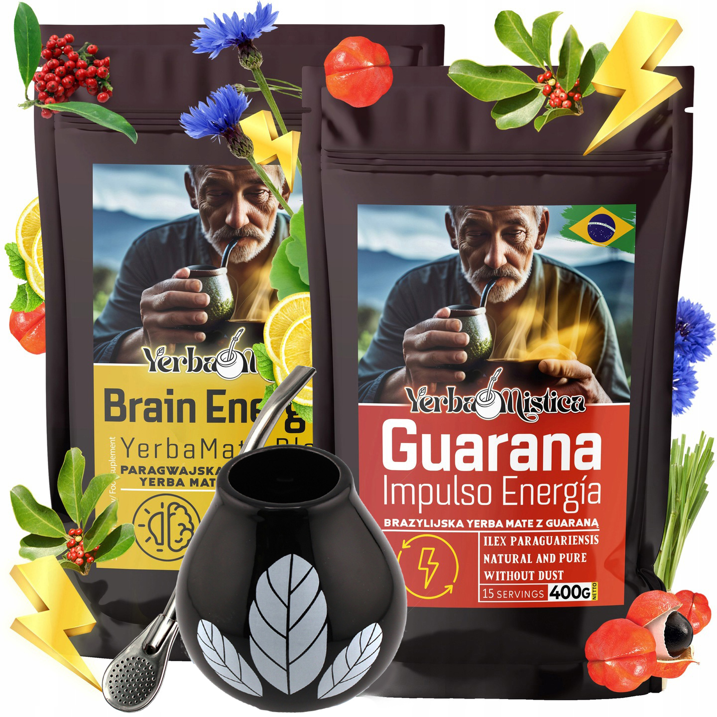 Set Yerba Mate Koncentrace Paraguayská, brazilská, Matero, Bombilla