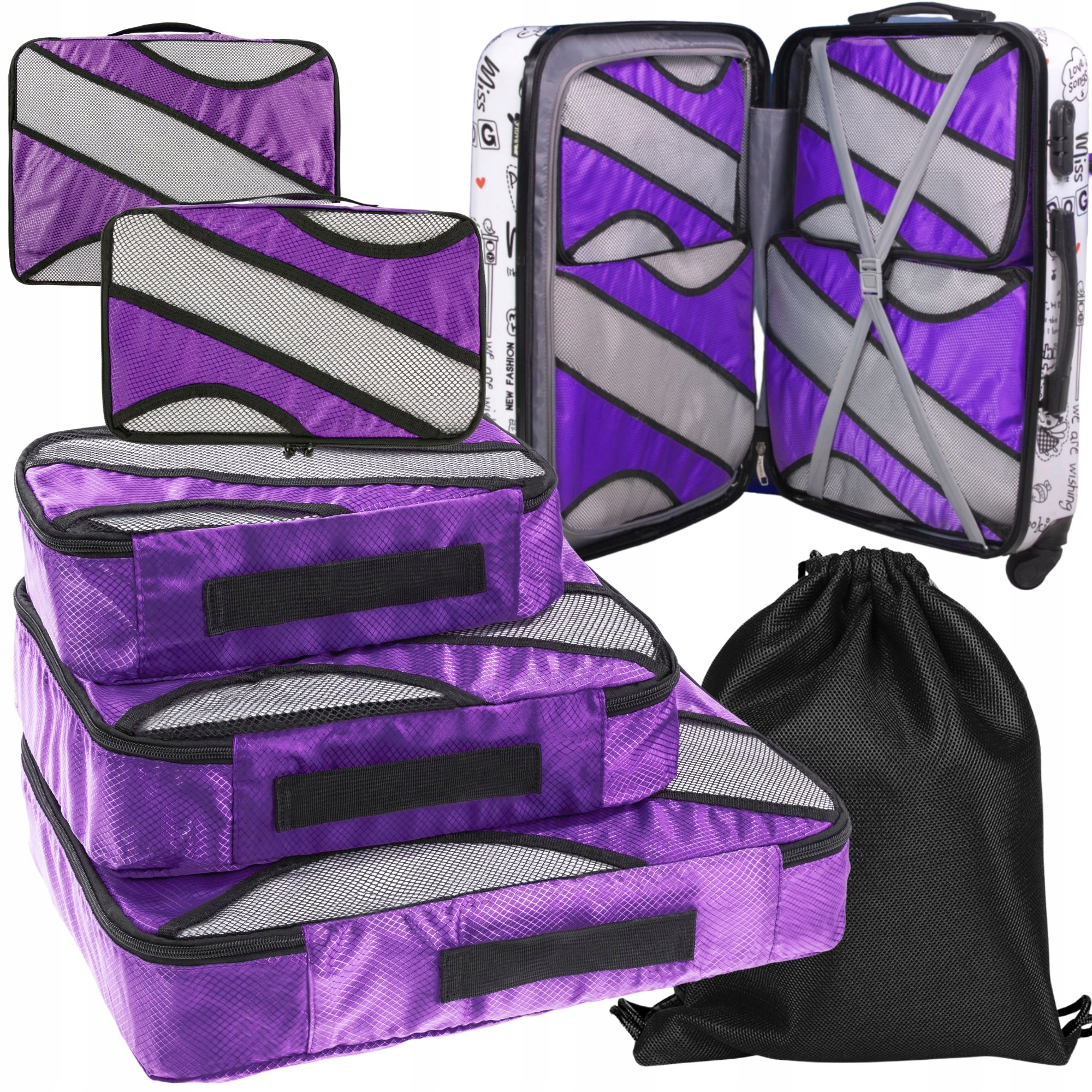 6 Ks Organizér Do Skříně Cestovního Kufru Na Cesty Velký Prostorný Sbalitelný Set