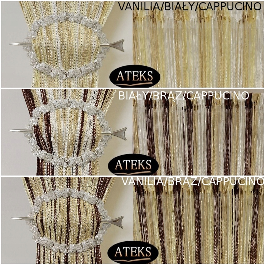 FIRANY MAKARONY SREBRNY PASEK MAKARON 300x160 wys. Rodzaj Firana pojedyncza