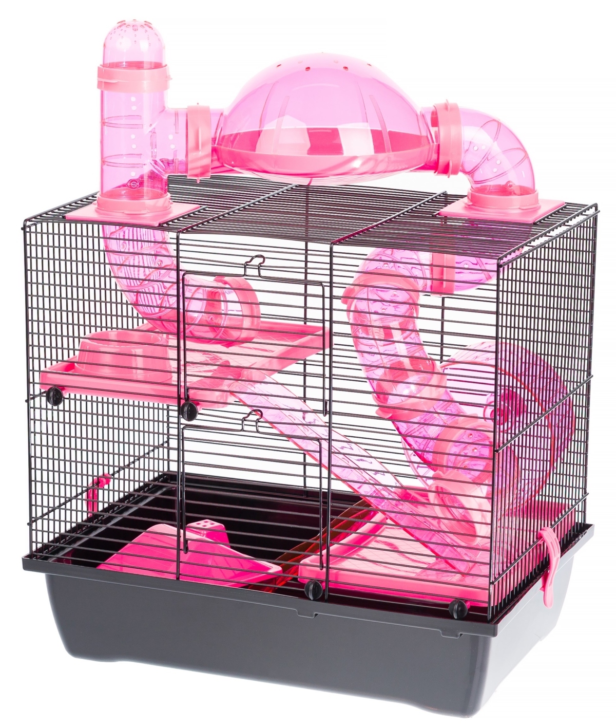 Klatka dla chomika gryzoni zestaw kołowrotek tunele domek Rocky 42x29x55 cm