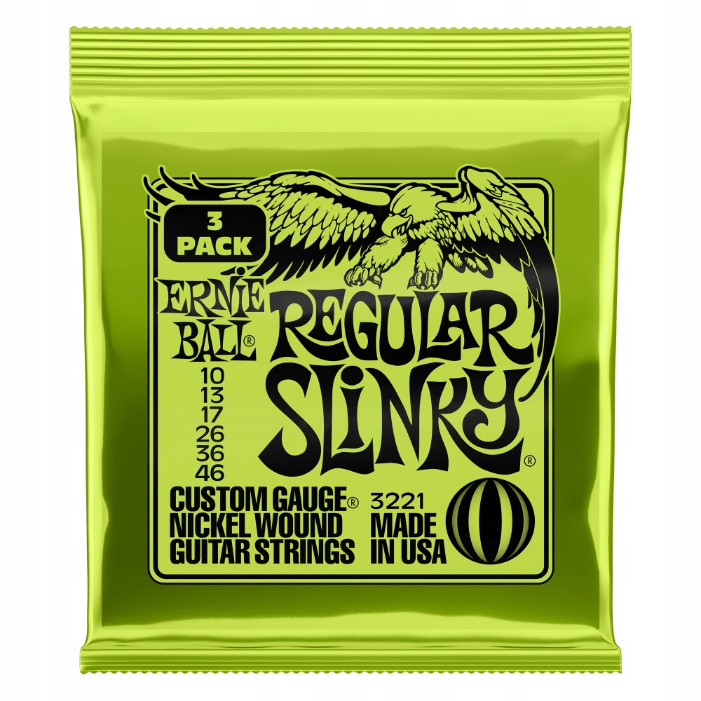 Struny do gitary elektrycznej Ernie Ball 3221 10-46 Slinky Nickel 3 Komplet