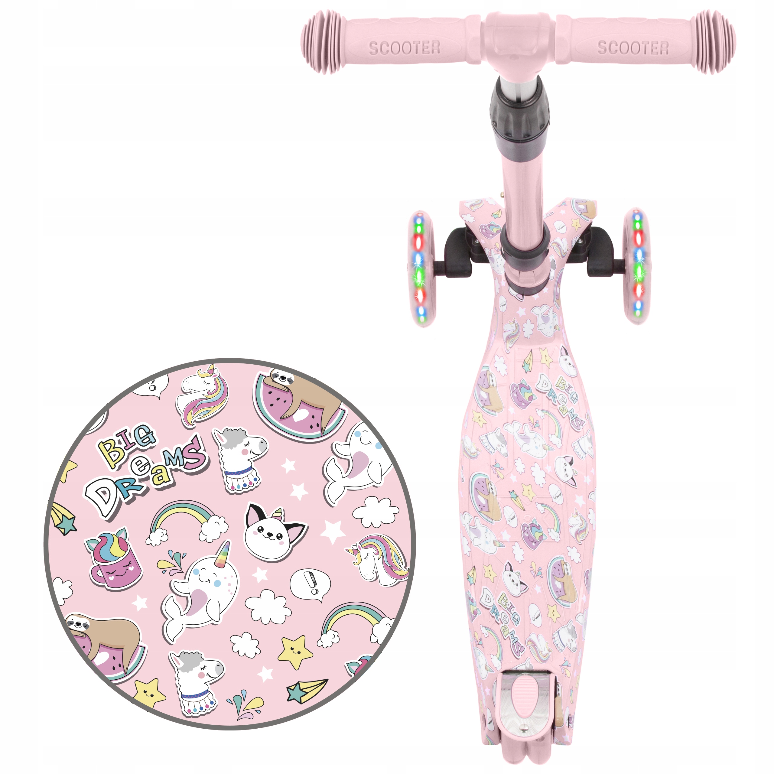 Hulajnoga TRÓJKOŁOWA dla dzieci LED Kidwell VENTO Unicorn Model VENTO