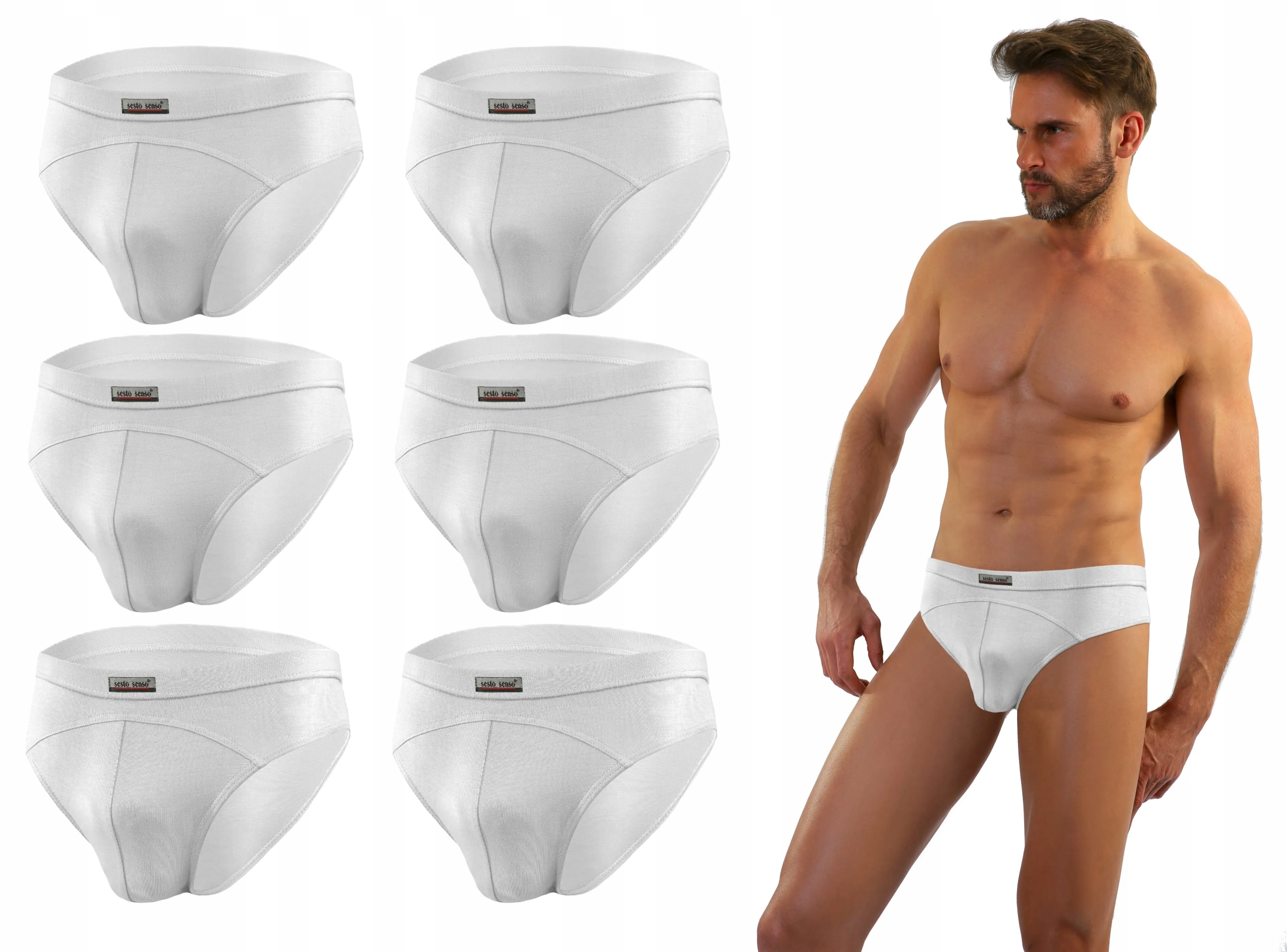 Sesto Senso 6-PAK Pánské slipy SM03 micromodal s plochými švy, bílé, XXL