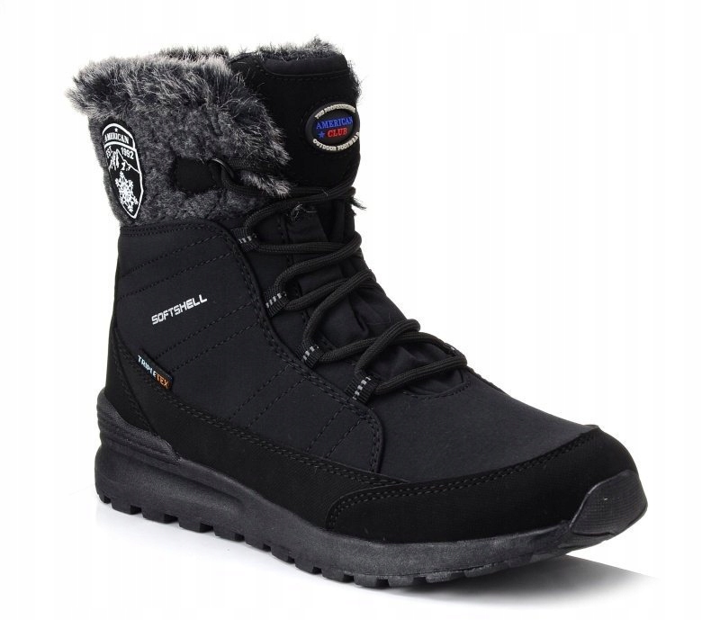 Buty zimowe dziecięce ocieplane śniegowce czarne American Club Sn 39/23 34