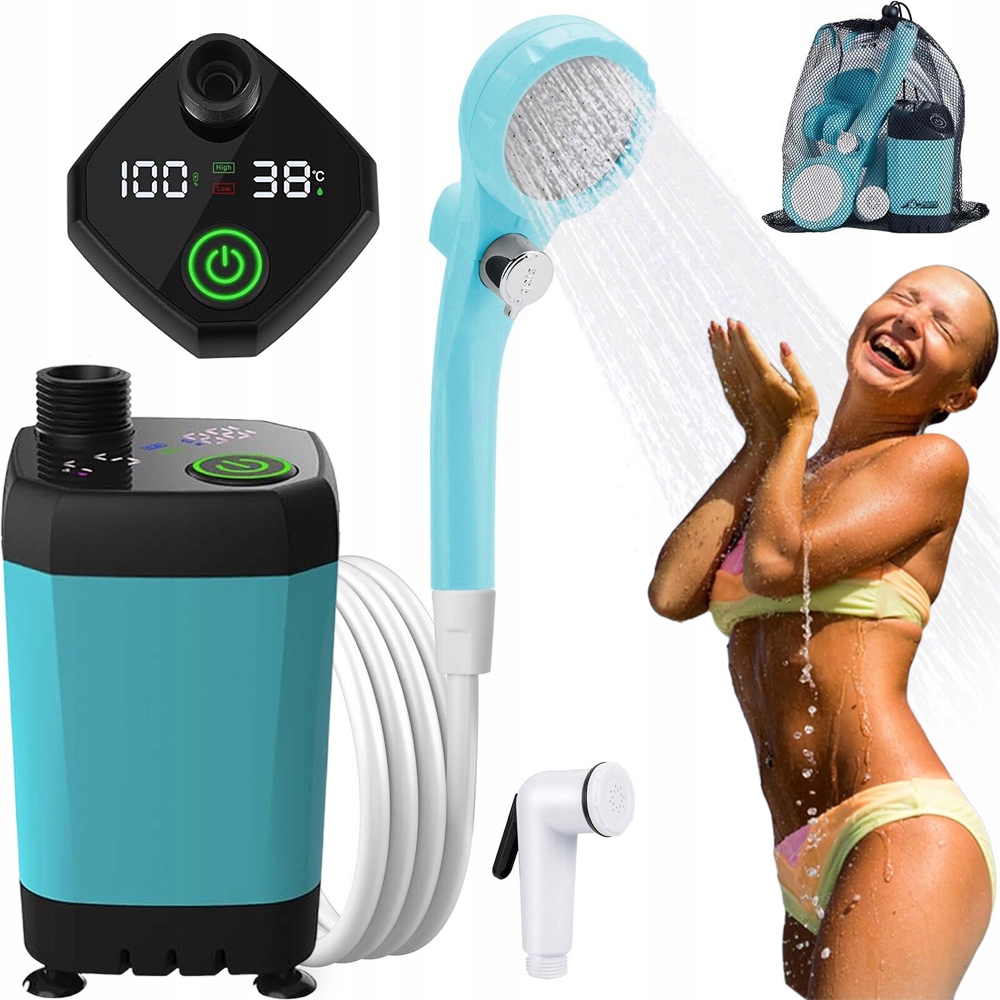 Turistická Kempingová Sprcha Přenosná S Pumpičkou A Led Indikátorem