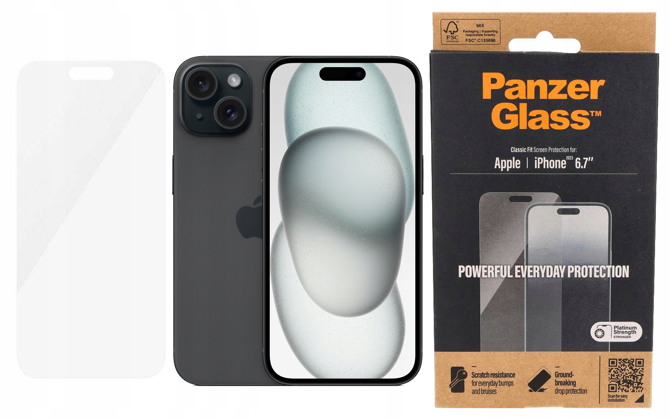 PanzerGlass Tvrzené Sklo Classic Fit pro iPhone 15 Plus 6,7"
