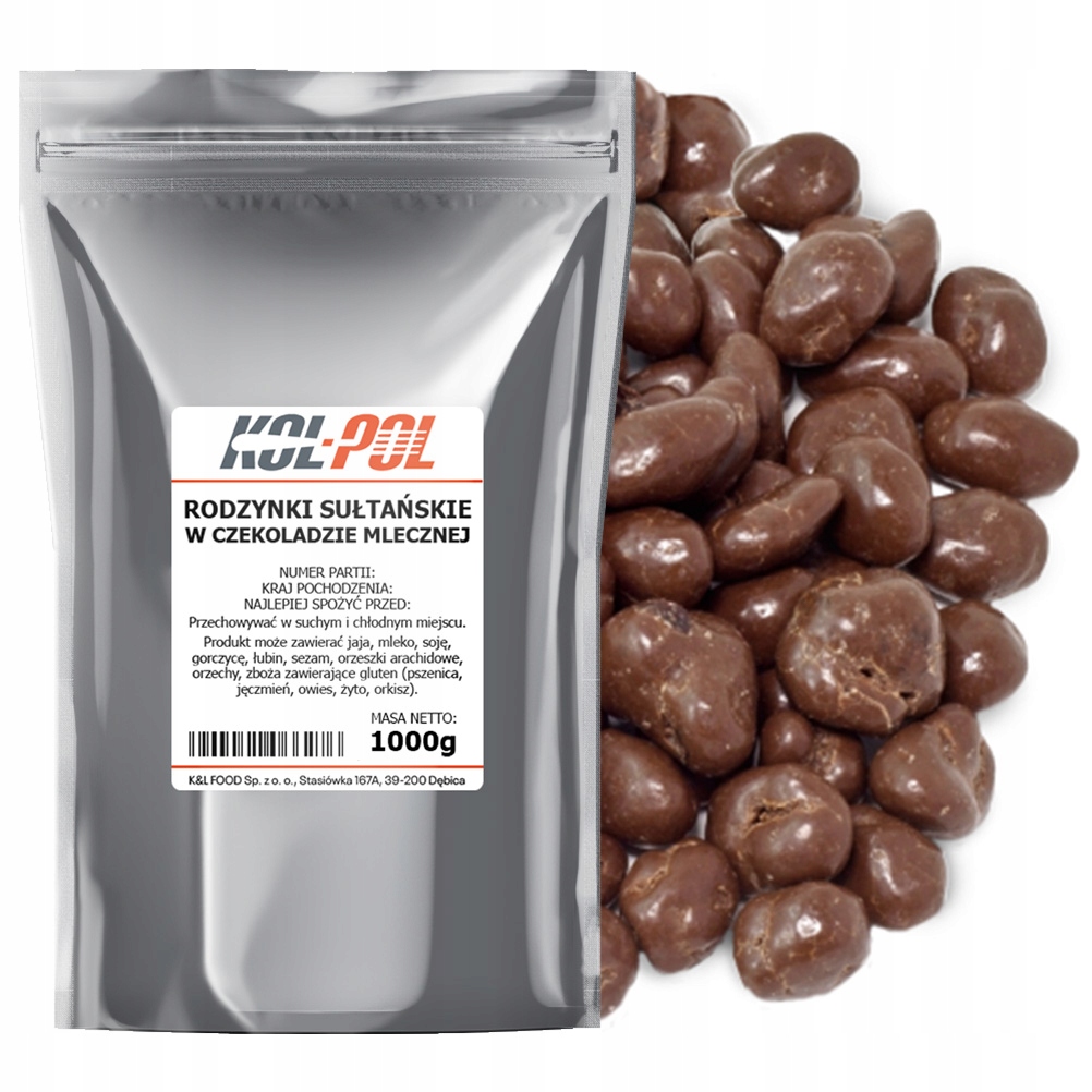 Rodzynki W Czekoladzie Mlecznej 1kg Rodzynki sułtańskie jakość Kol-Pol