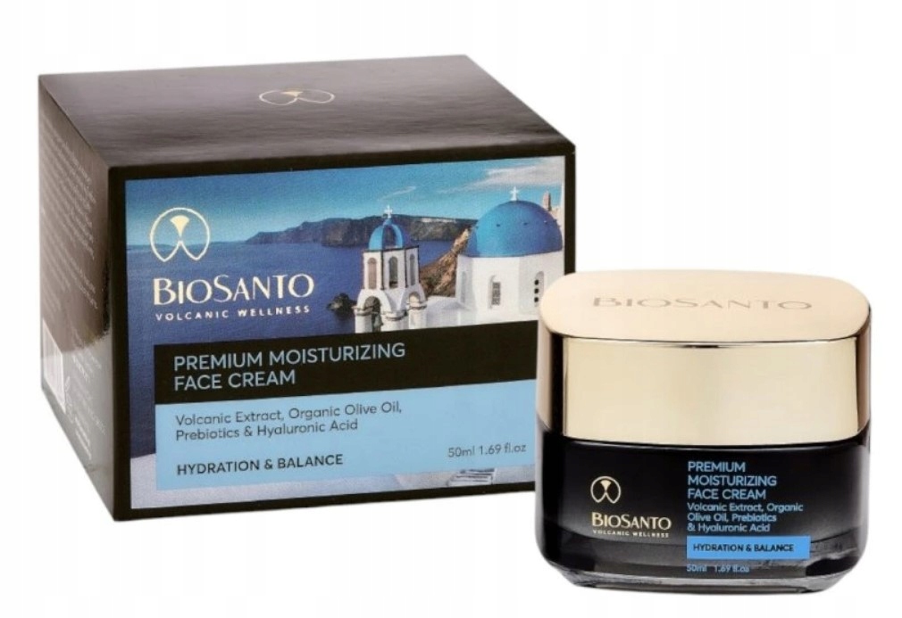 Prémiový hydratační krém na obličej BioSanto 50ml řecká kosmetika