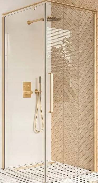 KABINA PRYSZNICOWA UCHYLNA 90X90 cm ZŁOTE PROFILE