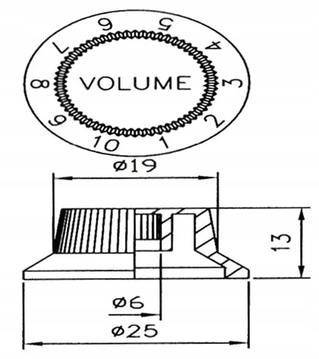 GAŁKA DO GITARY ELEKTRYCZNEJ / DO POTENCJOMETRU TONE UNIWERSALNA POKRĘTŁO EAN (GTIN) 5904261413799