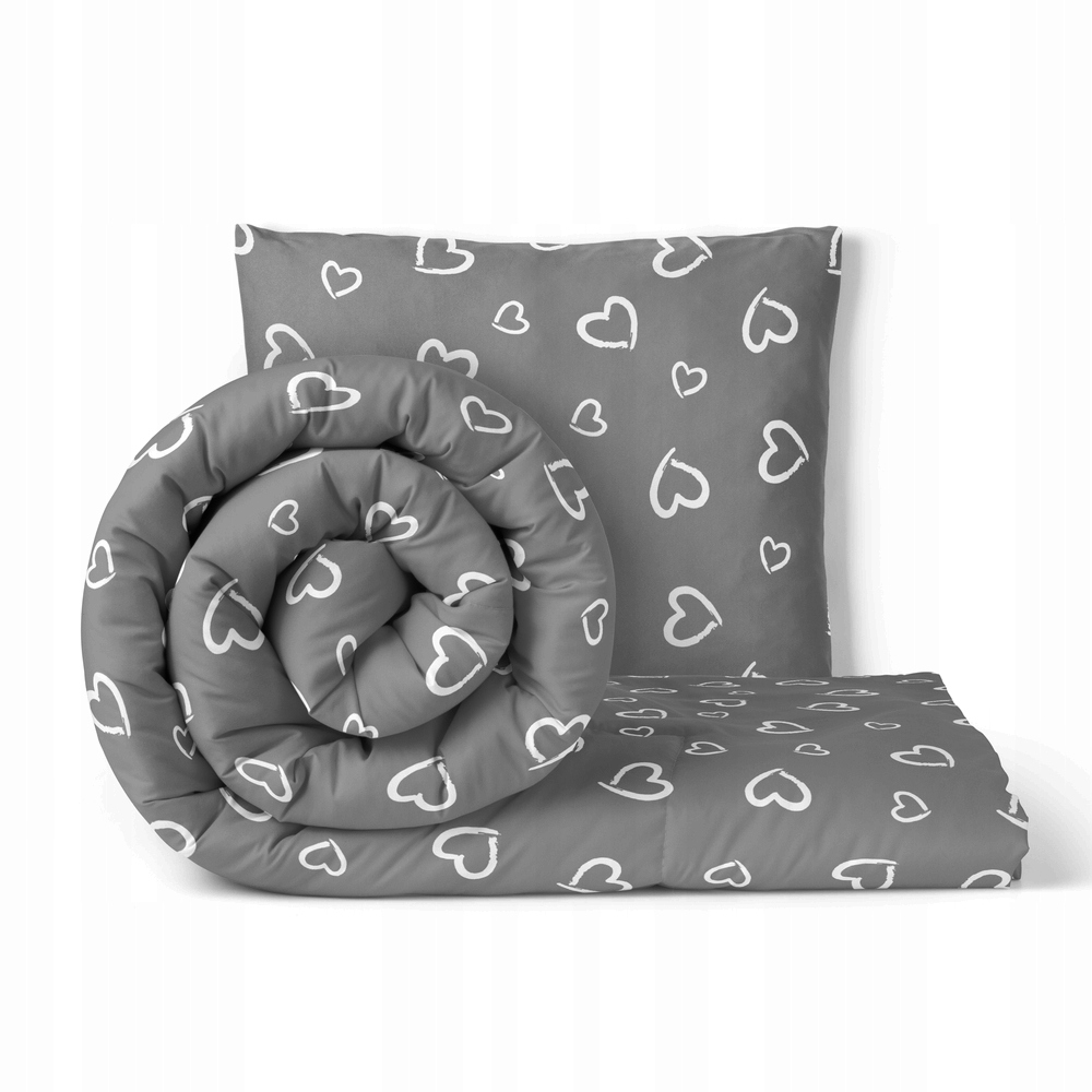 Povlečení 140 x 200 cm, 70 x 80 cm, 140 g/m2, bavlna 100% Bílé srdce Obvody na š